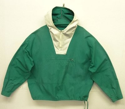 画像1: 90'S J.CREW 旧タグ コットン カラーブロック アノラックパーカー ホワイト/グリーン (VINTAGE)