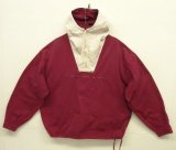 90'S J.CREW 旧タグ コットン カラーブロック アノラックパーカー ホワイト/バーガンディ (VINTAGE)