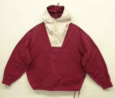 画像1: 90'S J.CREW 旧タグ コットン カラーブロック アノラックパーカー ホワイト/バーガンディ (VINTAGE)