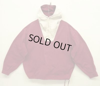 画像1: 90'S J.CREW 旧タグ コットン カラーブロック アノラックパーカー ホワイト/バーガンディ (VINTAGE)