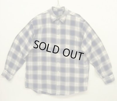 画像1: 90'S J.CREW 旧タグ コットン100% 長袖シャツ オンブレチェック 香港製 (VINTAGE)