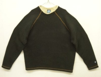 画像1: 90'S ALF 襟ボア付き ラグランスリーブ フリースシャツ ダークオリーブ USA製 (VINTAGE)