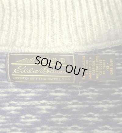 画像2: 80'S EDDIE BAUER 黒タグ ヘンリーネック セーター 総柄 USA製 (VINTAGE)