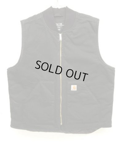 画像1: CARHARTT 裏地キルティング ダックベスト ブラック (USED)