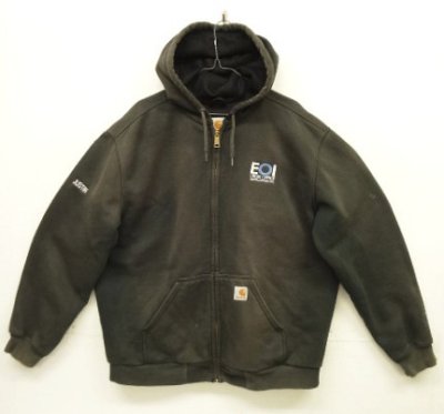 画像1: CARHARTT 裏地サーマル ダブルフェイスパーカー フェードブラック 企業物 (VINTAGE)