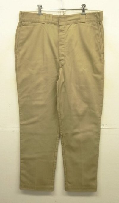 画像1: 60'S LL Bean "DICKIES製" 筆記体タグ 裏地シャモアクロス ワークパンツ ベージュ TALONアルミジップ USA製 (VINTAGE)