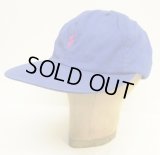 90'S RALPH LAUREN ロゴ刺繍 ベースボールキャップ ブルー USA製 (VINTAGE)