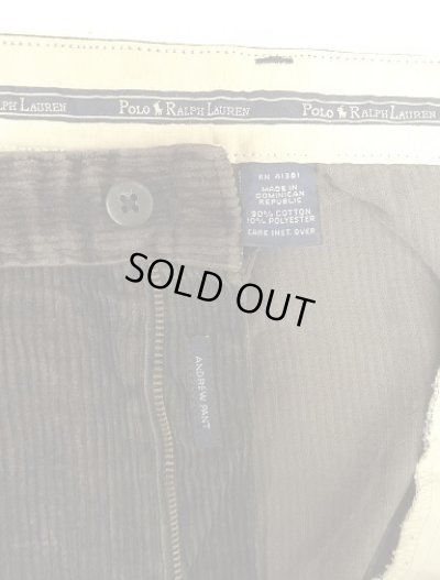 画像2: 90'S RALPH LAUREN "ANDREW PANT" ツープリーツ 太畝 コーデュロイパンツ ダークブラウン (VINTAGE)