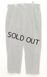 90'S RALPH LAUREN "ANDREW PANT" ツープリーツ 太畝 コーデュロイパンツ チャコール (VINTAGE)