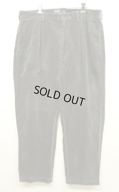 画像1: 90'S RALPH LAUREN "ANDREW PANT" ツープリーツ 太畝 コーデュロイパンツ チャコール (VINTAGE)