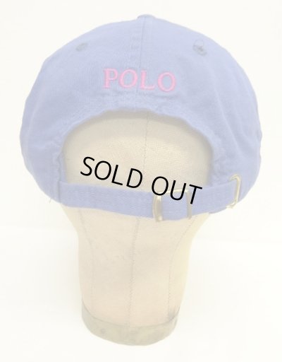 画像4: 90'S RALPH LAUREN ロゴ刺繍 ベースボールキャップ ブルー USA製 (VINTAGE)