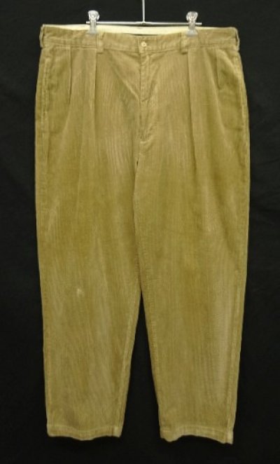 画像1: 90'S RALPH LAUREN "ANDREW PANT" ツープリーツ 太畝 コーデュロイパンツ タン (VINTAGE)
