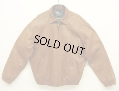 画像1: 90'S RALPH LAUREN 胸ロゴ無し チンスト付き 裏地付き レザー ドリズラージャケット ブラウン (VINTAGE)