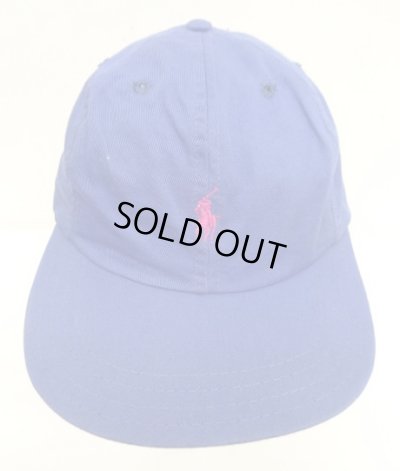 画像2: 90'S RALPH LAUREN ロゴ刺繍 ベースボールキャップ ブルー USA製 (VINTAGE)