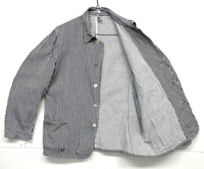 画像4: 50'S ユーロワーク Vポケット ワークジャケット カバーオール ストライプ (VINTAGE)