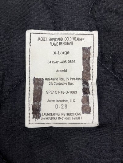 画像2: アメリカ軍 US NAVY "SHIPBOARD" アラミド デッキジャケット ネイビー (VINTAGE)