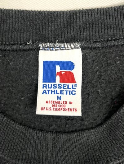 画像2: 90'S RUSSELL ATHLETIC 前Vガゼット付き クルーネック スウェットシャツ ブラック (VINTAGE)