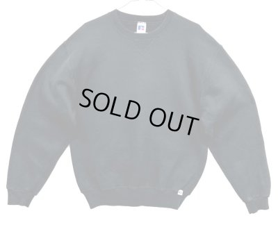 画像1: 90'S RUSSELL ATHLETIC 前Vガゼット付き クルーネック スウェットシャツ ブラック (VINTAGE)