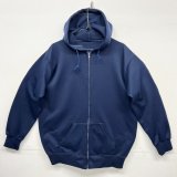 80'S UNKNOWN 裏地サーマル フルジップ ダブルフェイス スウェットパーカー ネイビー PRIDEアルミジップ (VINTAGE)