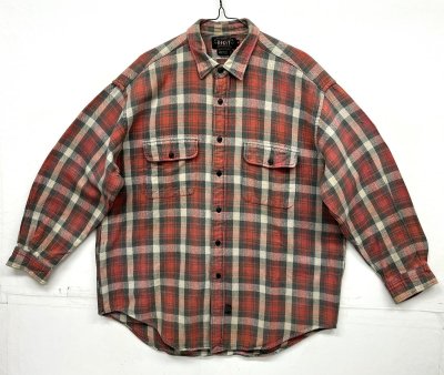 画像1: 90'S KIKIT ヘビーフランネル ワークシャツ チェック柄 (VINTAGE)