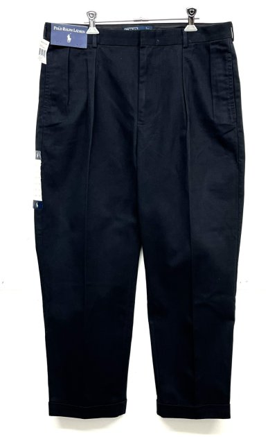 画像1: 90'S RALPH LAUREN ツープリーツ チノパンツ ブラック (DEADSTOCK)