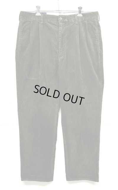 画像1: 90'S RALPH LAUREN "HAMMOND PANT" ツープリーツ コーデュロイパンツ オリーブ (VINTAGE)