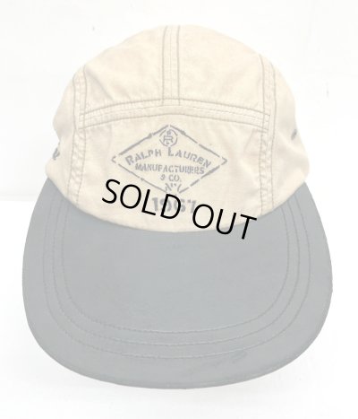 画像2: 90'S RALPH LAUREN レザー/キャンバス ロングビルキャップ ブラック/ベージュ (VINTAGE)