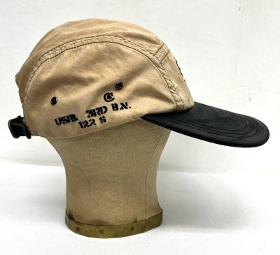 画像4: 90'S RALPH LAUREN レザー/キャンバス ロングビルキャップ ブラック/ベージュ (VINTAGE)