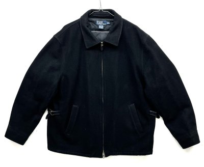 画像1: 90'S RALPH LAUREN 裏地キルティング ウール スポーツジャケット ブラック (VINTAGE)