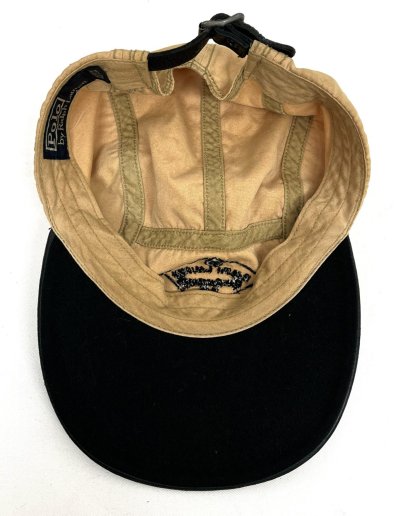 画像6: 90'S RALPH LAUREN レザー/キャンバス ロングビルキャップ ブラック/ベージュ (VINTAGE)