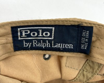 画像7: 90'S RALPH LAUREN レザー/キャンバス ロングビルキャップ ブラック/ベージュ (VINTAGE)