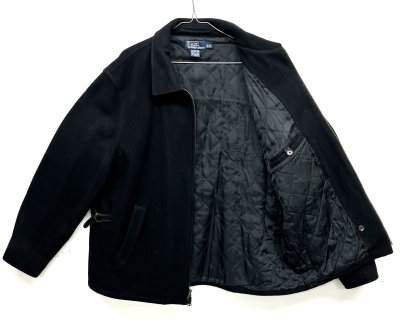 画像3: 90'S RALPH LAUREN 裏地キルティング ウール スポーツジャケット ブラック (VINTAGE)