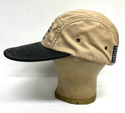 画像3: 90'S RALPH LAUREN レザー/キャンバス ロングビルキャップ ブラック/ベージュ (VINTAGE)