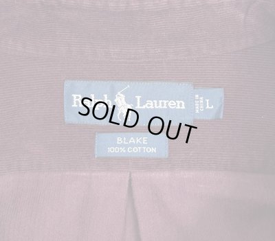 画像2: 90'S RALPH LAUREN "BLAKE" コーデュロイ 長袖 BDシャツ ボルドー (VINTAGE)