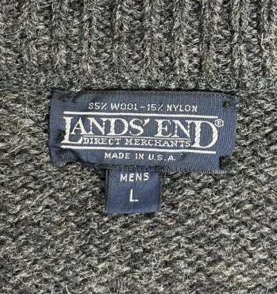 画像2: 90'S LANDS' END ウール ヘンリーネックセーター チャコール USA製 (VINTAGE) 