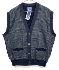80'S PENDLETON ウール ニットベスト グレンチェック/チャコール USA製 (DEADSTOCK) 
