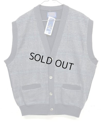 画像1: 80'S PENDLETON ウール ニットベスト グレンチェック/チャコール USA製 (DEADSTOCK) 