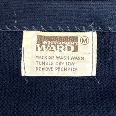 画像2: 70'S MONTGOMERY WARD アクリル カーディガン ネイビー (VINTAGE) 