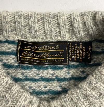 画像2: 90'S EDDIE BAUER 黒タグ ウール クルーネックセーター バーズアイ USA製 (VINTAGE) 