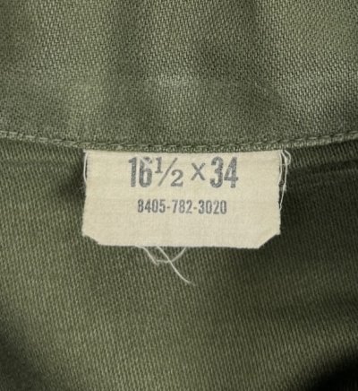 画像2: 60'S アメリカ軍 US ARMY OG107 コットンサテン ユーティリティシャツ 16 1/2 x 34 (VINTAGE)