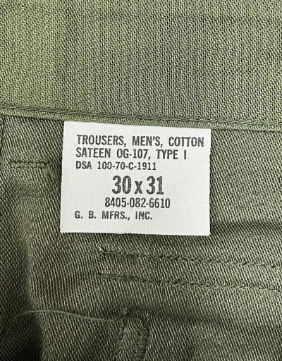 画像2: 70'S アメリカ軍 US ARMY "OG107" コットンサテン ベイカーパンツ GENERALジップ (DEADSTOCK)