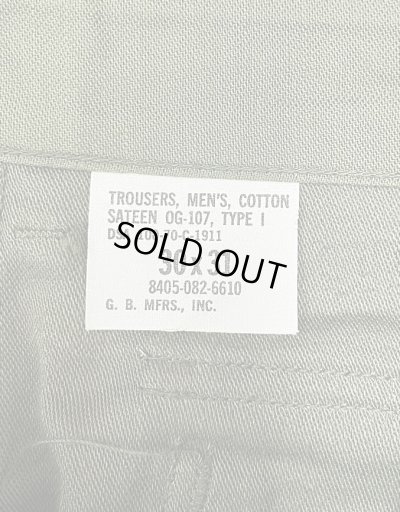 画像2: 70'S アメリカ軍 US ARMY "OG107" コットンサテン ベイカーパンツ GENERALジップ (DEADSTOCK)