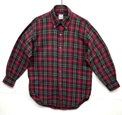 画像1: 70'S BROOKS BROTHERS "BROOKSFLANNEL" 6ボタン フランネル BDシャツ チェック柄 USA製 (VINTAGE)