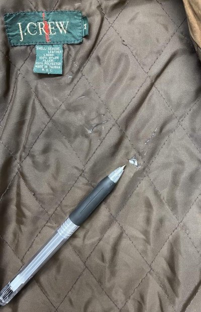 画像5: 90'S J.CREW 旧タグ 裏地キルティング レザー ドリズラージャケット ブラウン (VINTAGE)