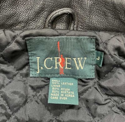 画像2: 90'S J.CREW 旧タグ 裏地キルティング レザー ドリズラージャケット ダークブラウン/ツートン (VINTAGE)