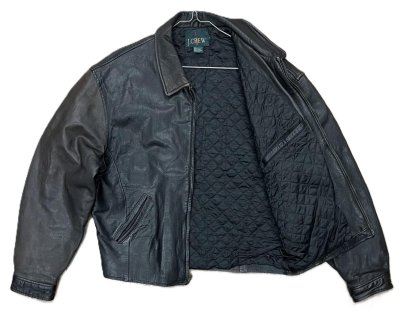 画像3: 90'S J.CREW 旧タグ 裏地キルティング レザー ドリズラージャケット ダークブラウン/ツートン (VINTAGE)