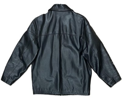 画像4: 90'S J.CREW 旧タグ 裏地キルティング レザー カーコート ブラック (VINTAGE)