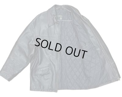 画像3: 90'S J.CREW 旧タグ 裏地キルティング レザー カーコート ブラック (VINTAGE)