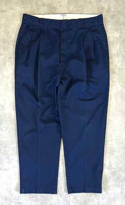 画像1: 90'S DICKIES ツープリーツ ワークパンツ ネイビー USA製 (VINTAGE)