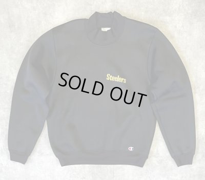 画像1: 60'S CHAMPION プロダクツタグ モックネック スウェットシャツ ブラック USA製 (VINTAGE)